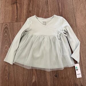 Carter's Light Green Long Sleeve Blouse with Tulle